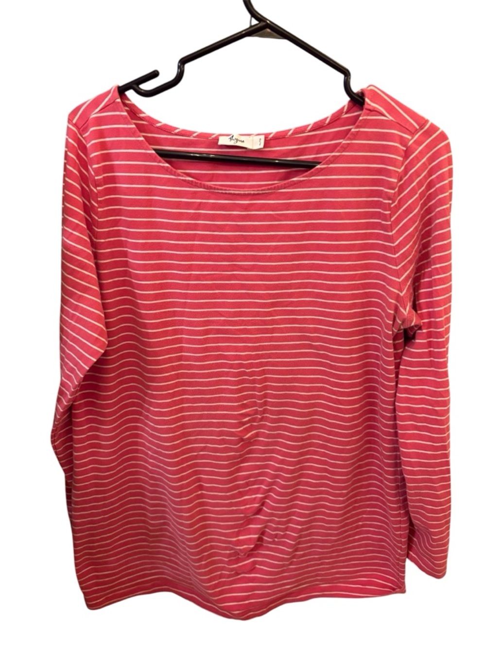 Thyme Maternity Rose Pink Striped Long-Sleeve Maternity Tee